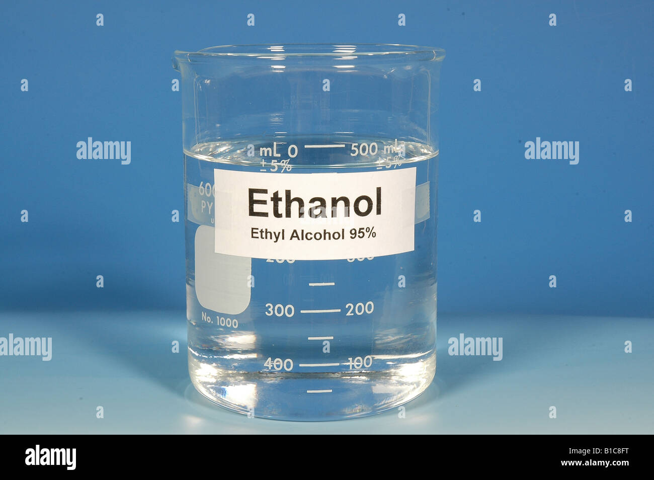 BEAKER OF 95 ETHANOL ALCOHOL, SPECIALLY DENATURED / STUDIO Stock Photo