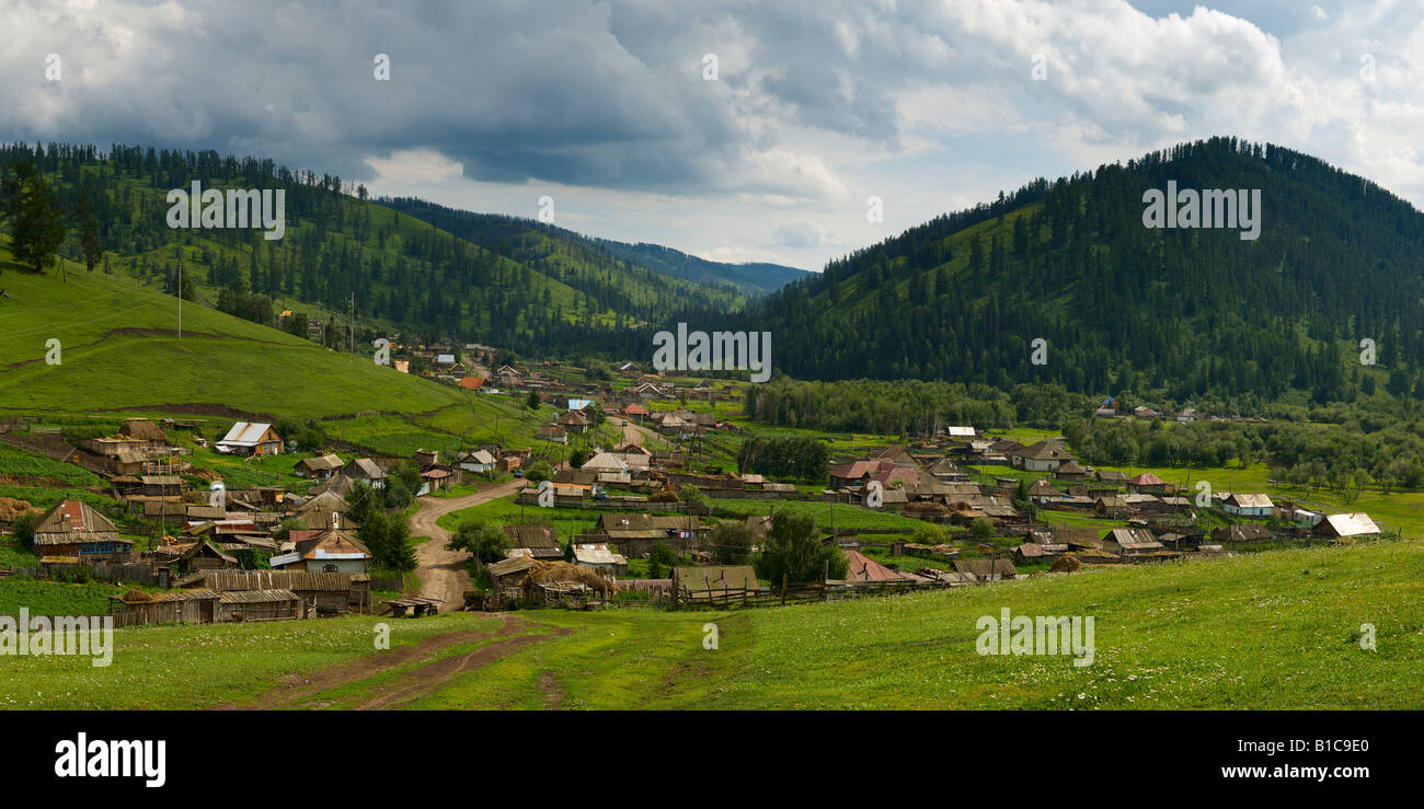Panorama of Mountain village Stock Photo - Alamy