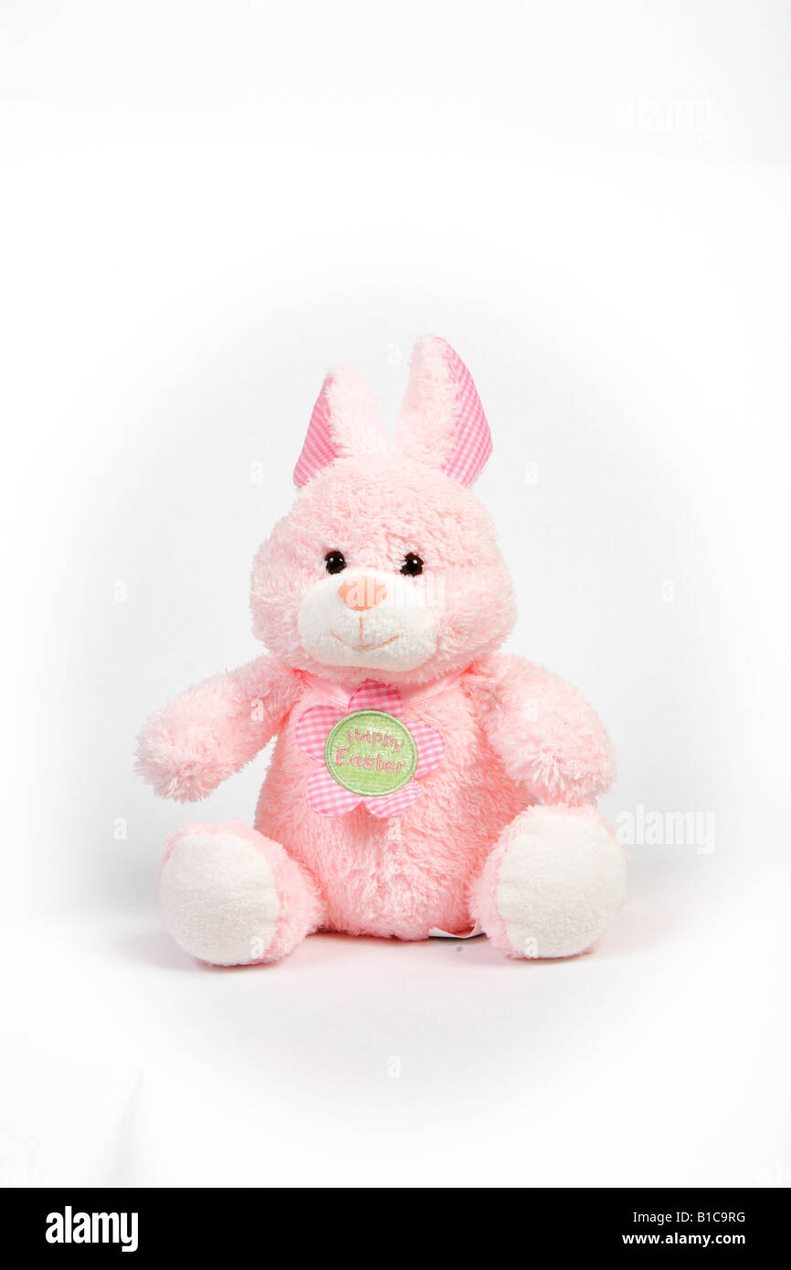 Pink stuffed bunny Easter rabbit toy Stock Photo