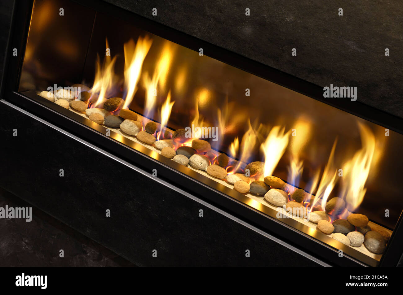 Contemporary Gas Fireplace Stock Photo 18096438 Alamy