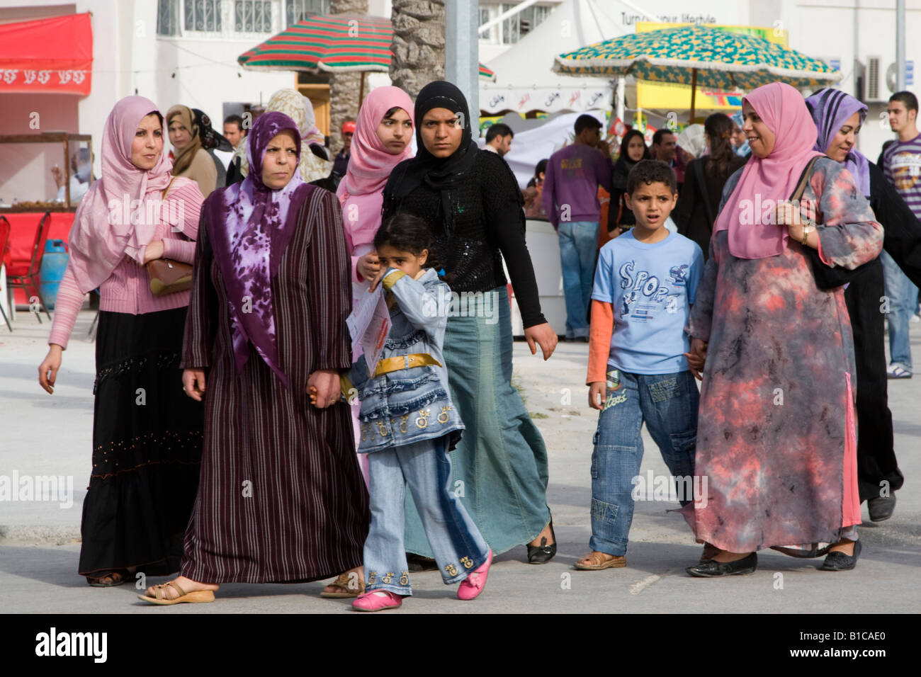 Tripoli, Libya, North Africa. Libyan Women and Children at International Trade Fair. Clothing