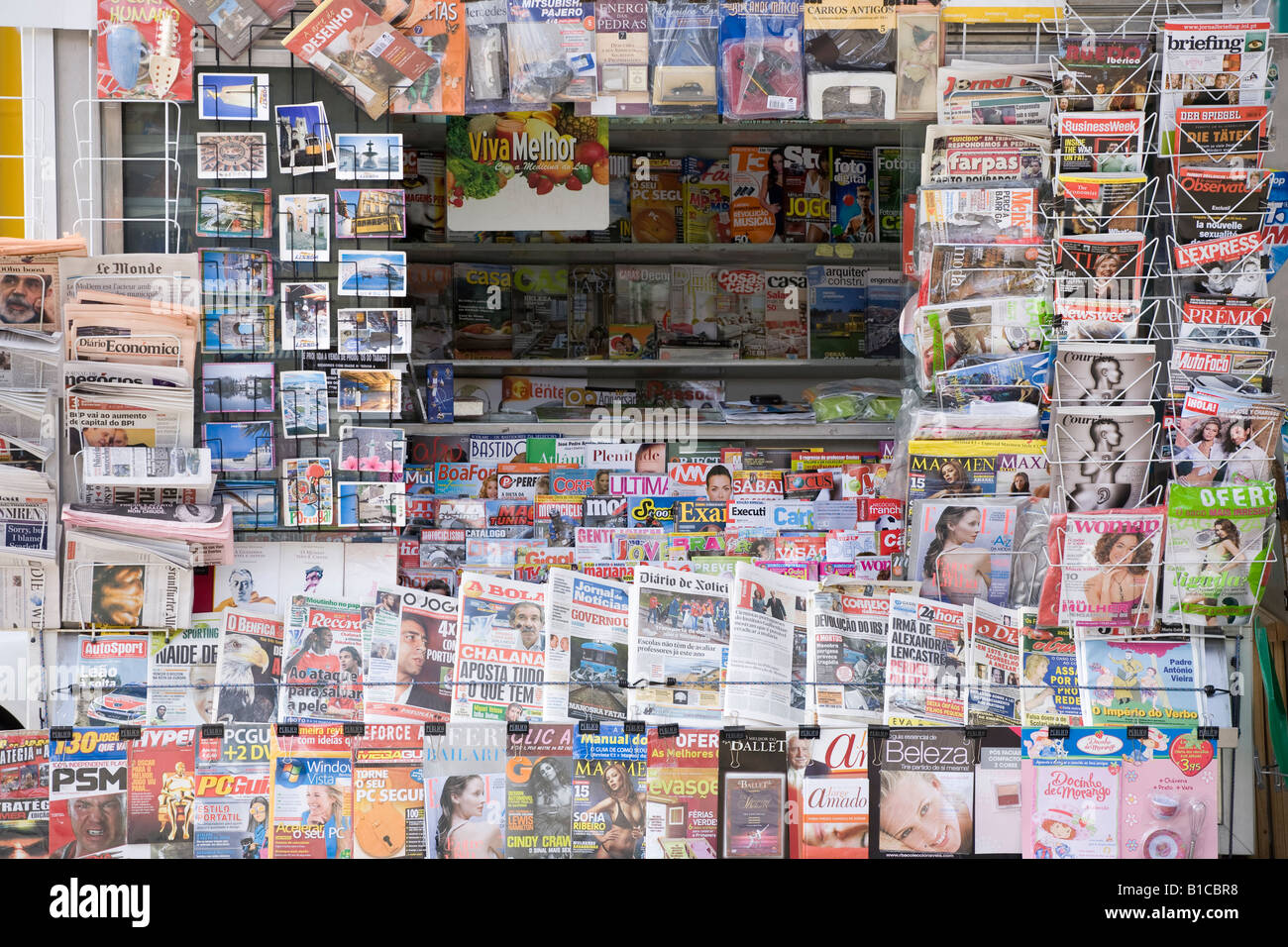 Newspaper outside a shop Lisbon Portugal Stock Photo Alamy