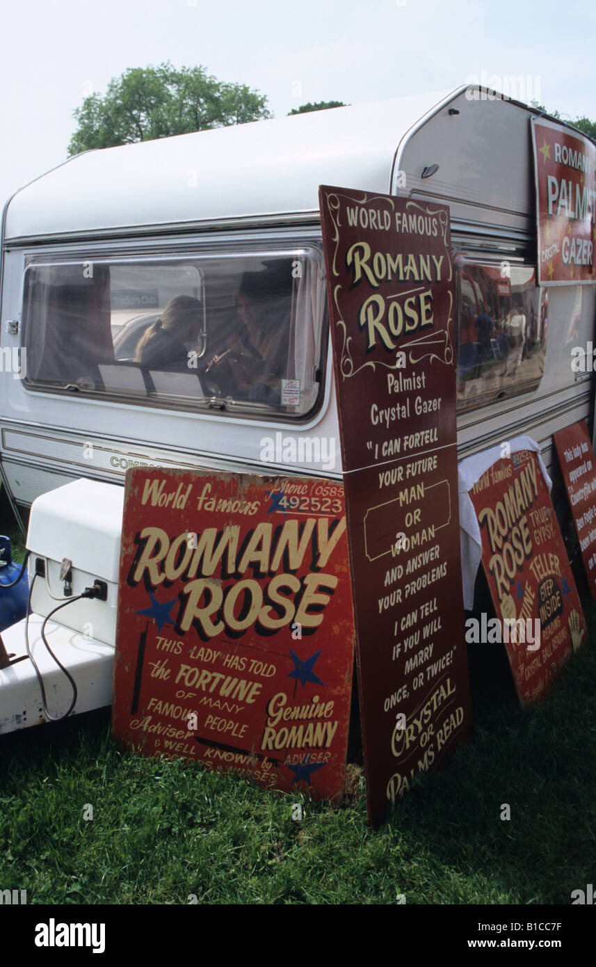 Romany Gypsy Fortune Teller In Touring Caravan At The Staffordshire Show Stock Photo