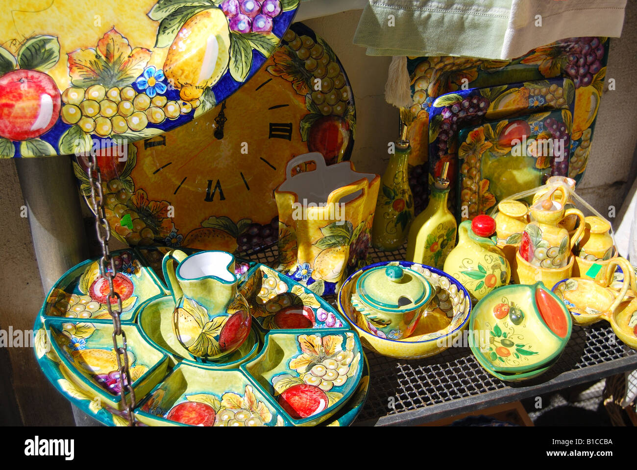 Pottery shop display, Corso Umberto I, Taormina, Messina Province, Sicily, Italy Stock Photo Alamy