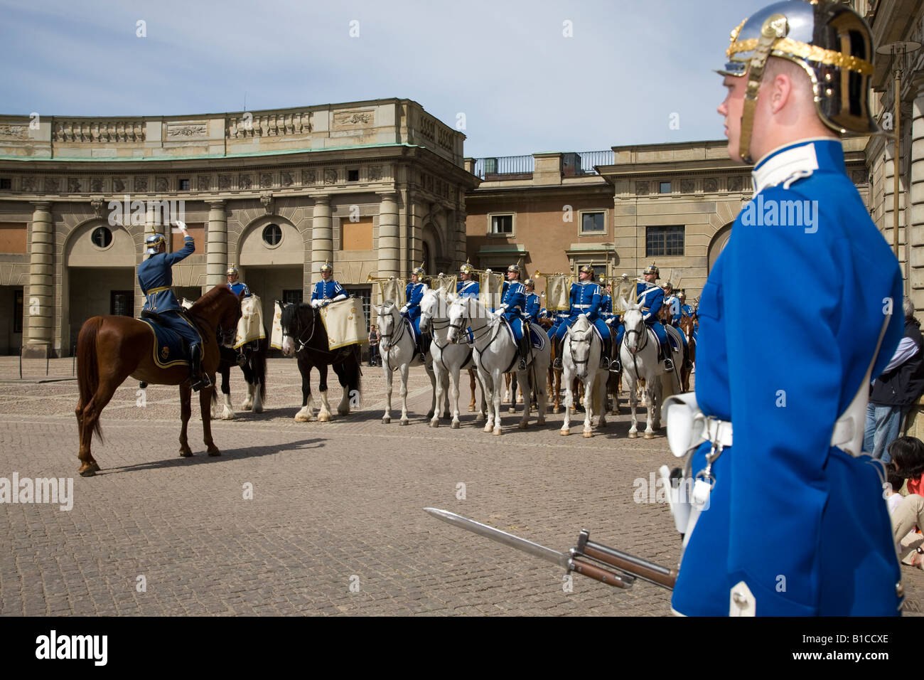 Changing of the Guard in Stockholm Stock Photo