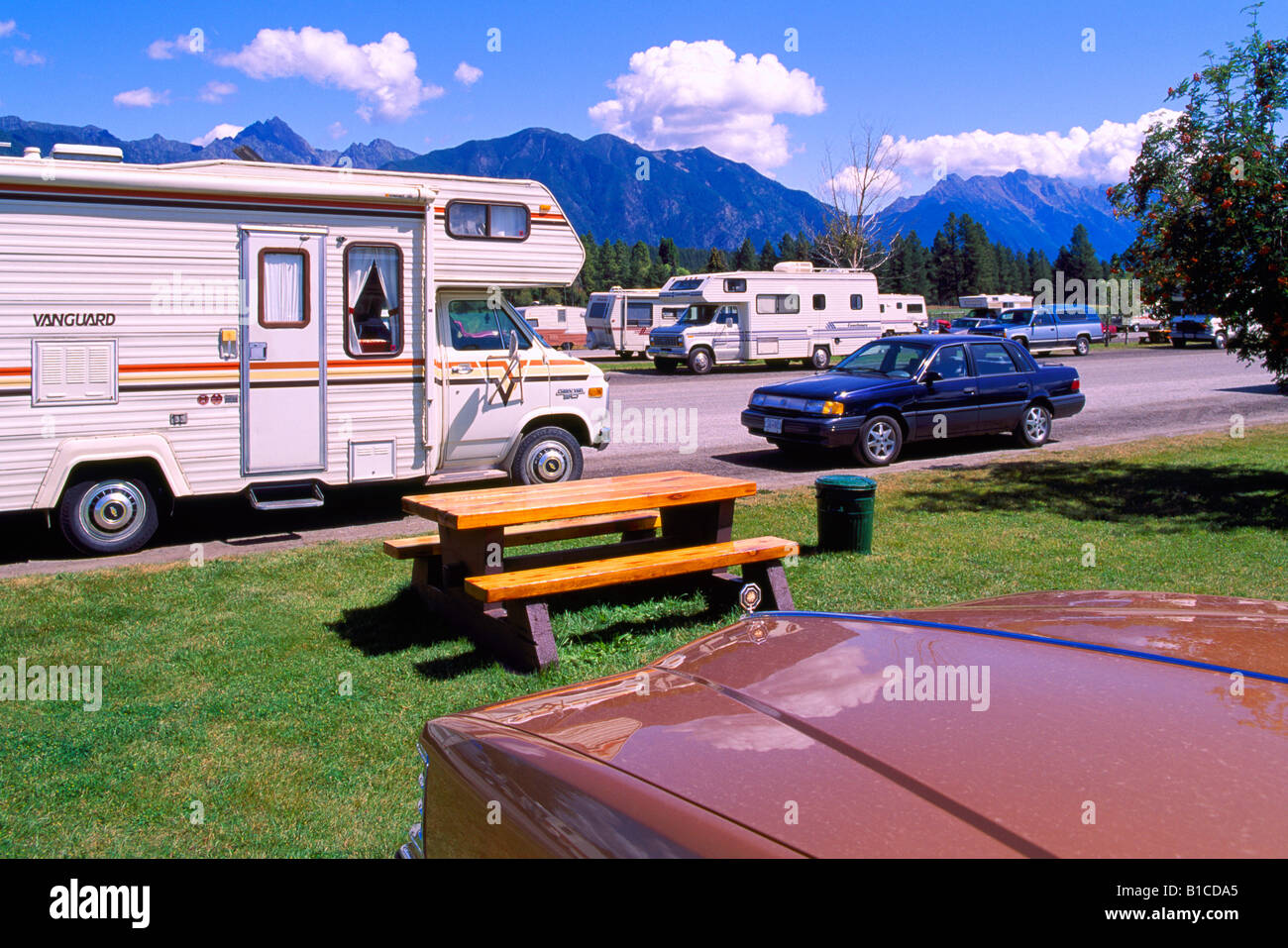 RV Recreational Vehicle Campers camping in a Campground in the Canadian