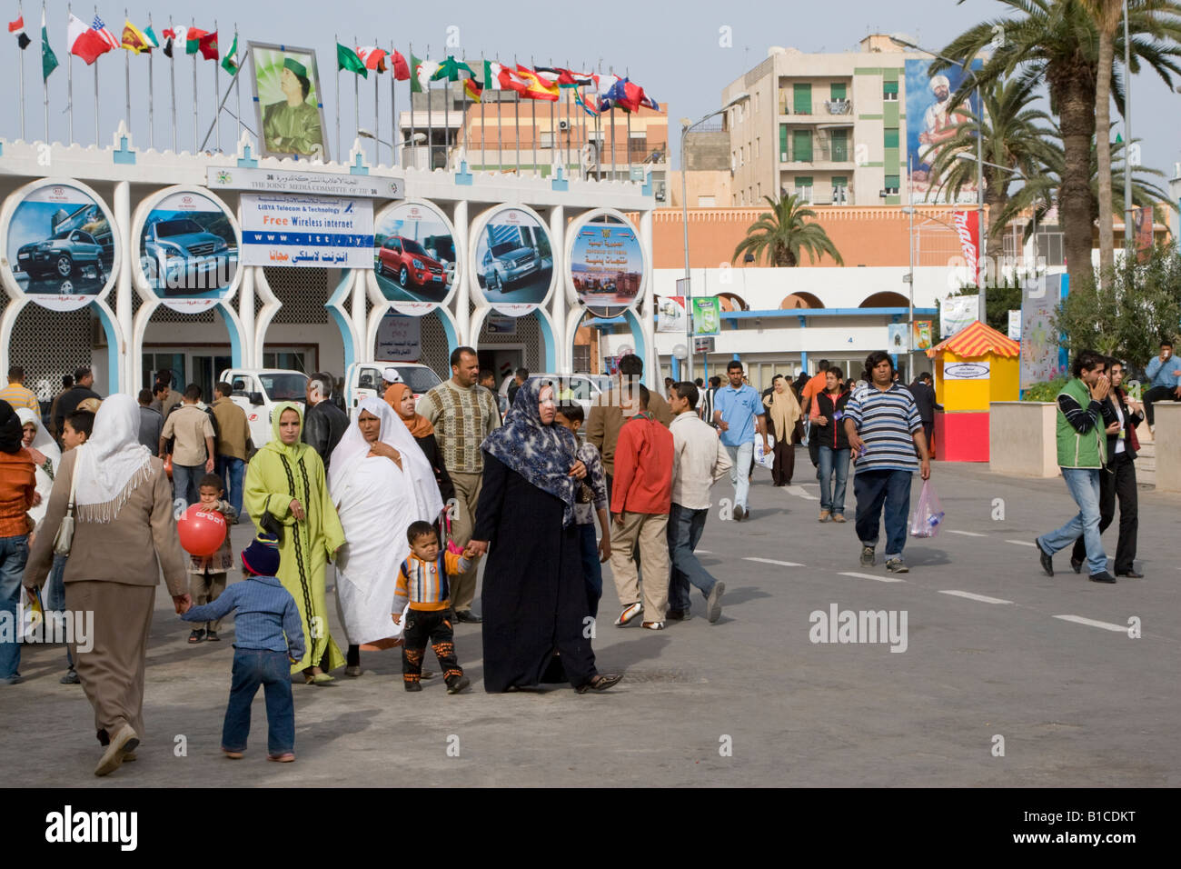 Tripoli, Libya, North Africa. Libyan Men, Women, Families at International Trade Fair. Clothing