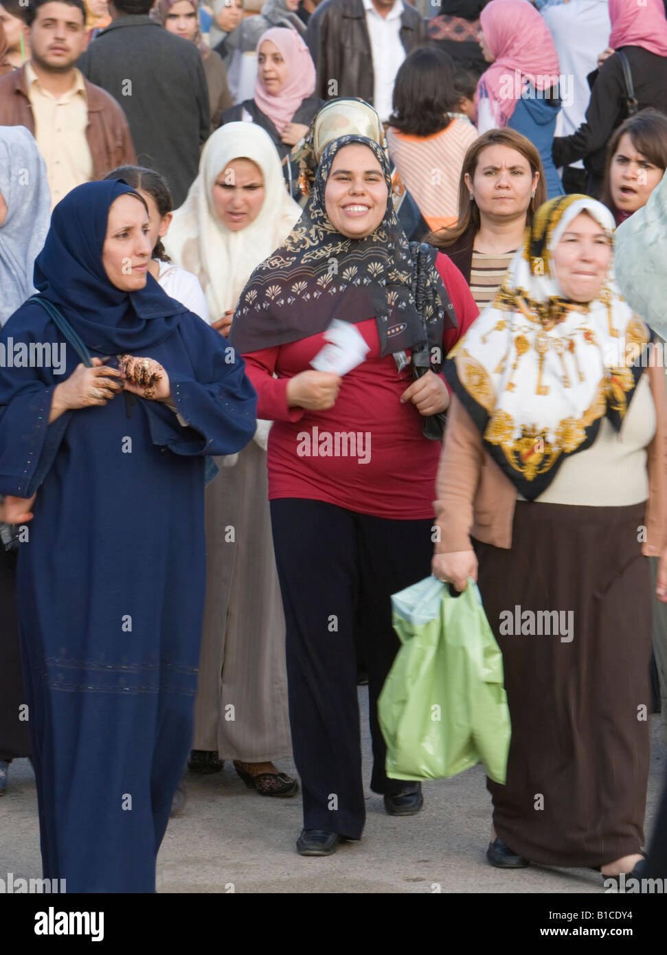 Tripoli, Libya, North Africa. Libyan Women at International Trade Fair Clothing Styles Henna on
