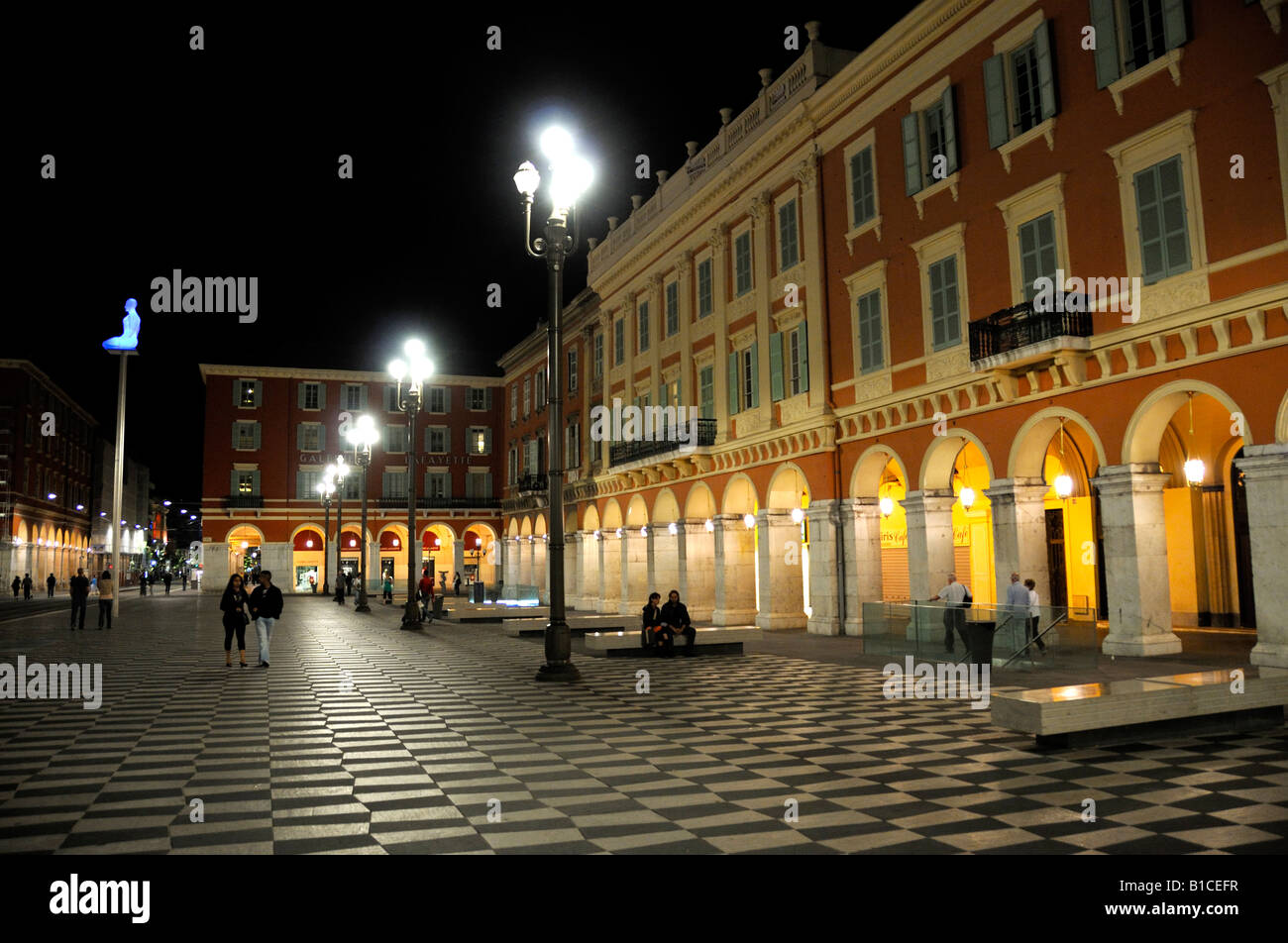 The newly redesigned Place Masséna in Nice France photographed at night in June 2008 FOR EDITORIAL USE ONLY Stock Photo