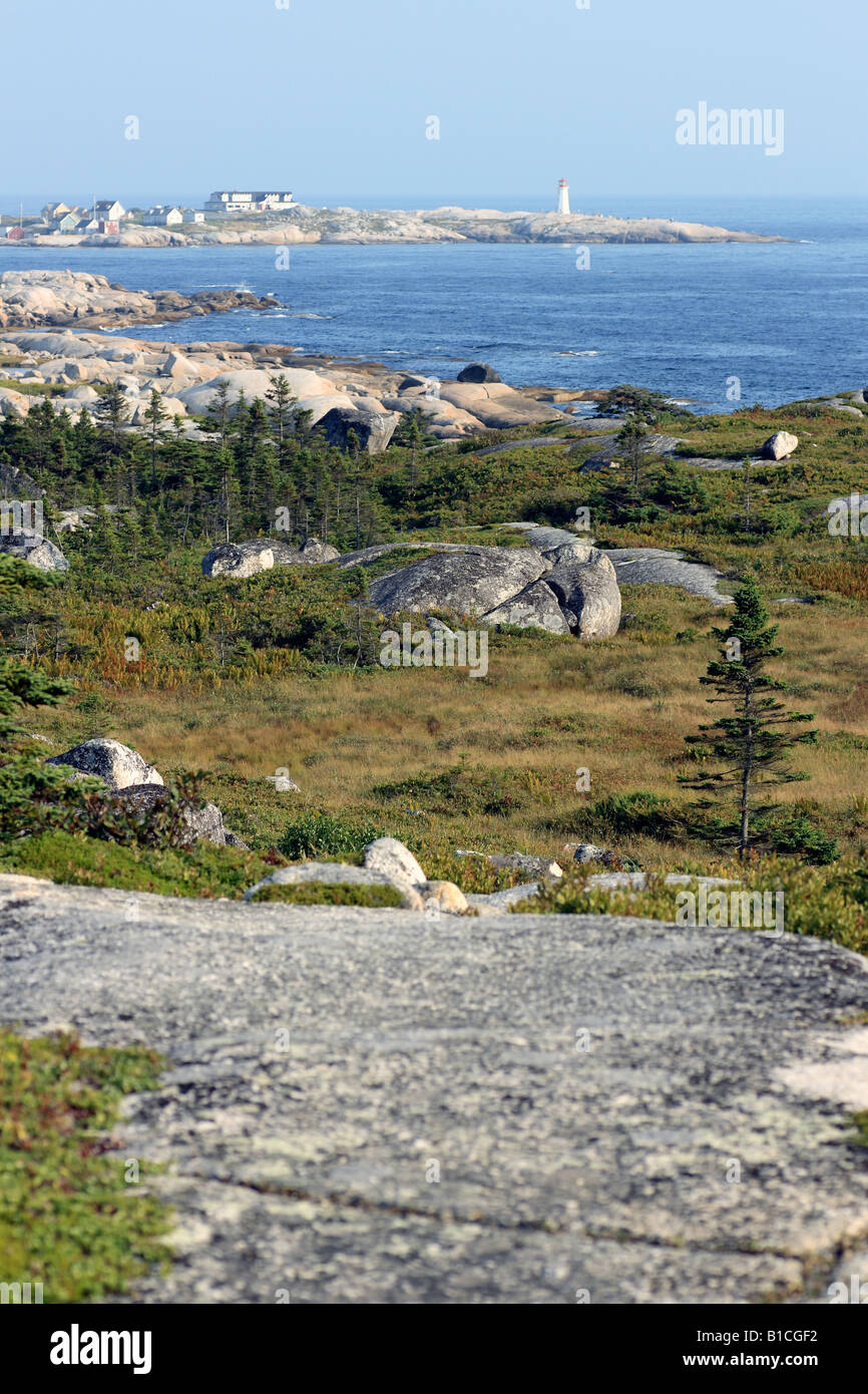 Peggy's Peggys Point Cove Nova Scotia Canada showing the lighthouse and