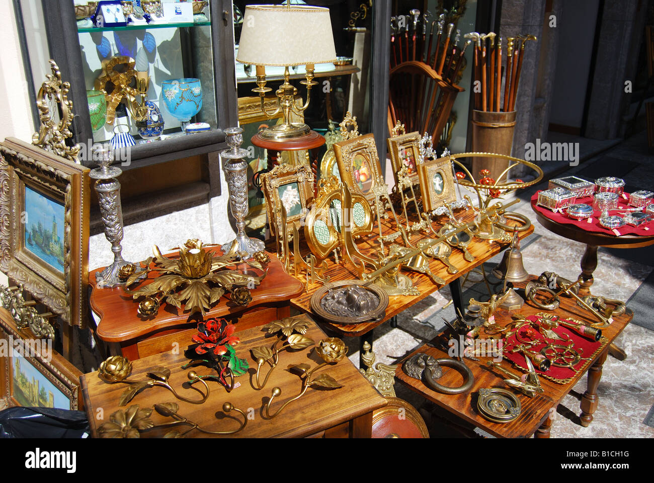 Antique shop display, Corso Umberto I, Taormina, Messina Province