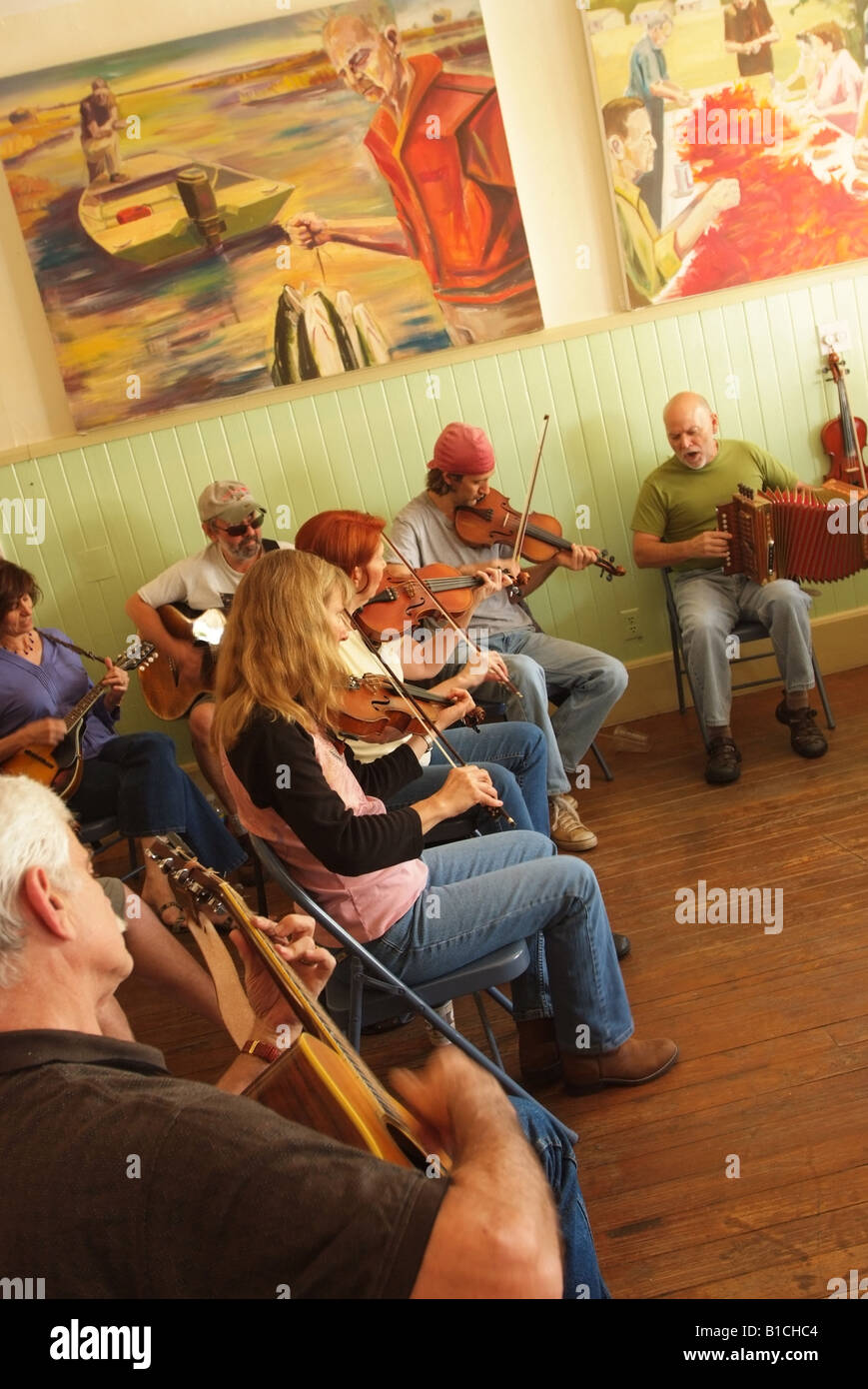 USA Louisiana LA Cajun Country Breaux Bridge Cajun music jam session at