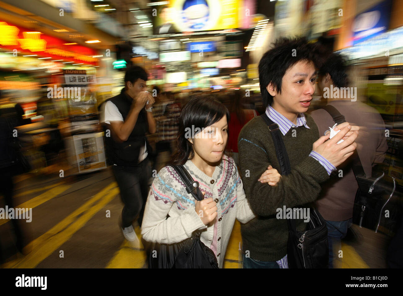 People on a shopping street in Kowloon district, Hong Kong, China Stock ...