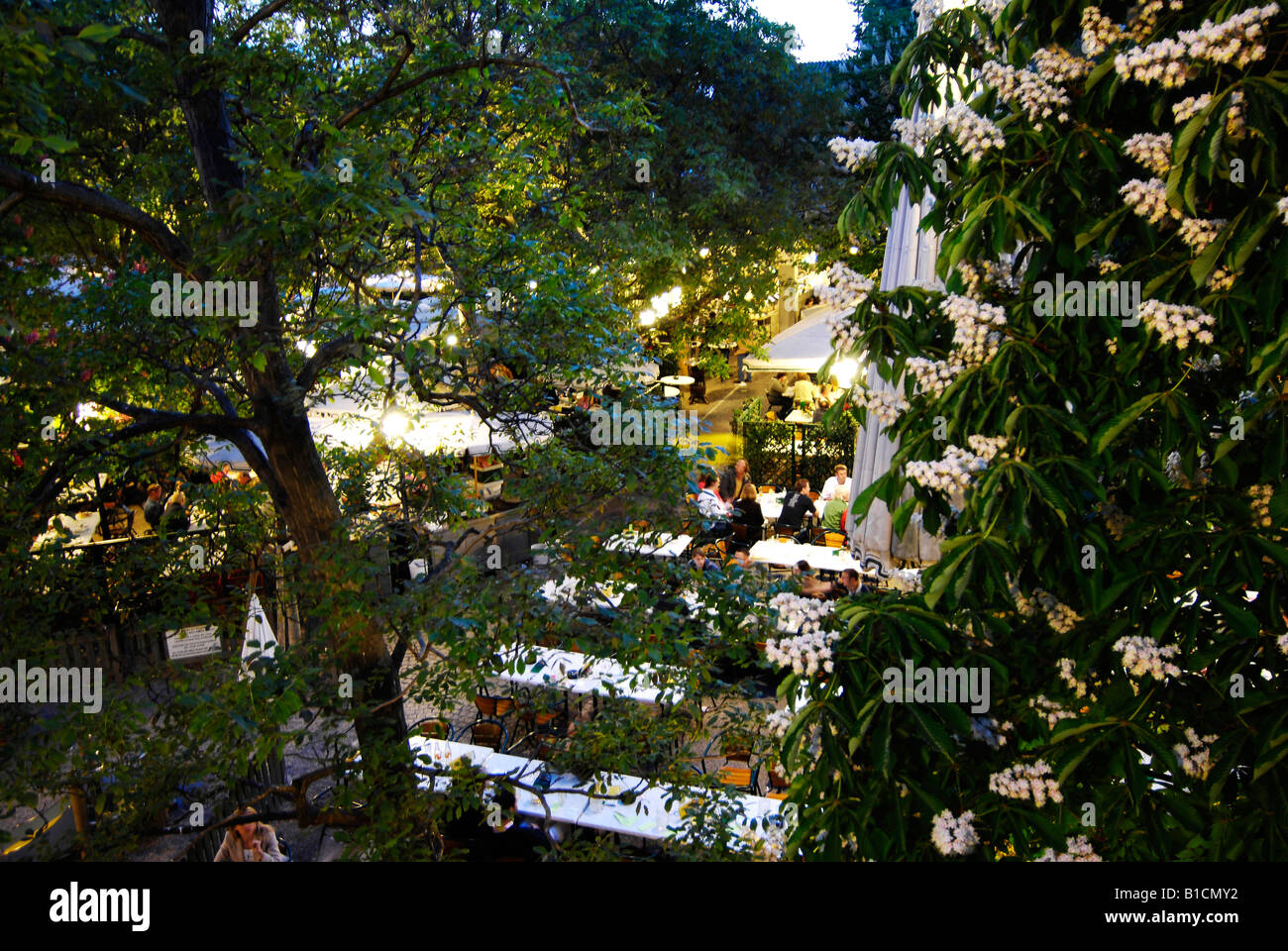beer garden Schweizerhaus at the amusement park Wiener Prater, Austria