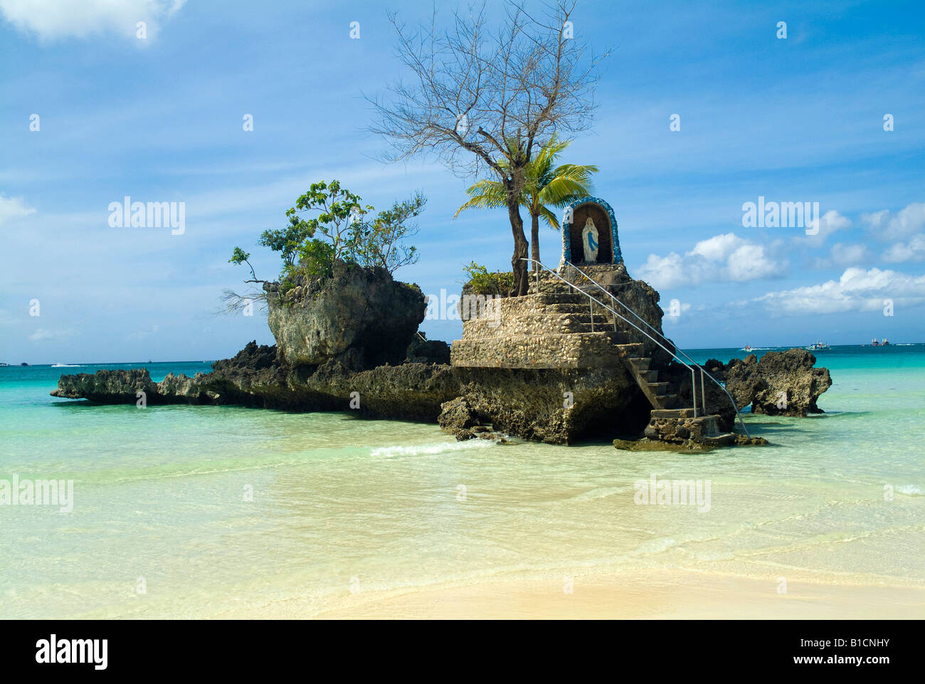 Willy's rock in White Beach, Philippines, Boracay Stock Photo