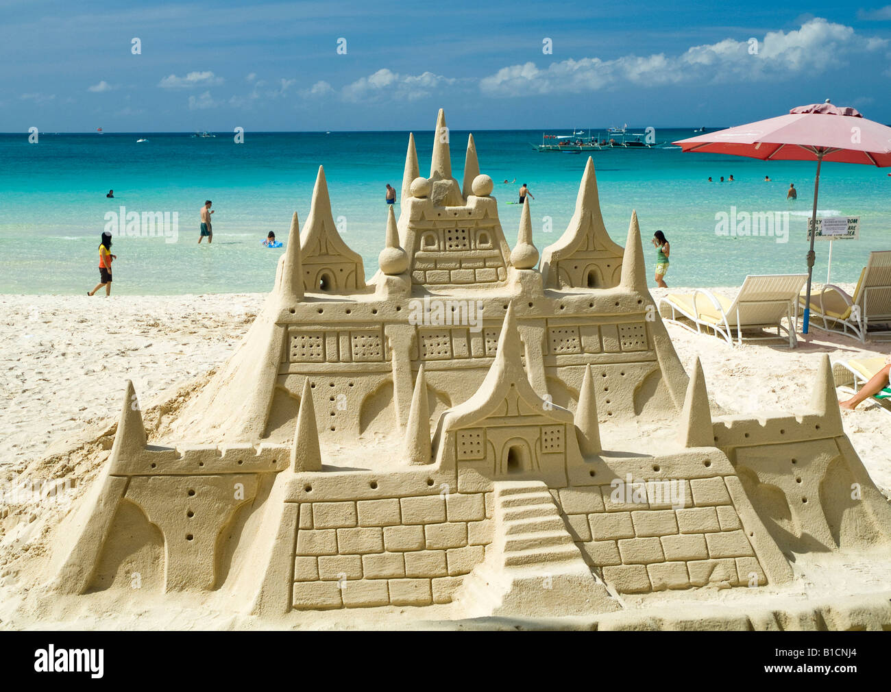 Sand Castle On White Beach Philippines Boracay Stock Photo Alamy