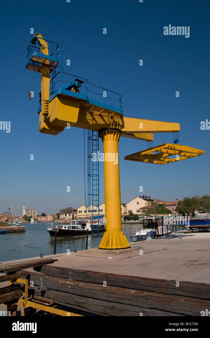 Crane for lifting boats from land onto water Stock Photo Alamy