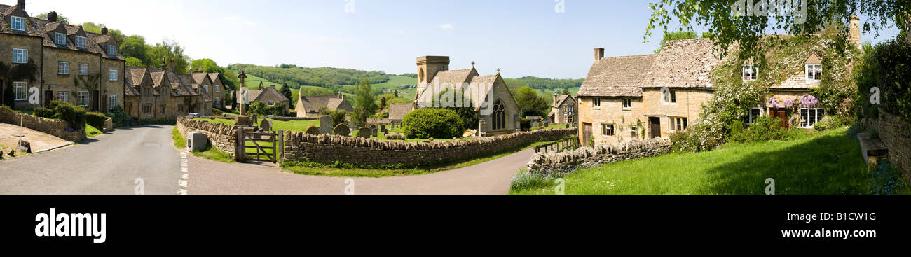 A panoramic view of the Cotswold village of Snowshill, Gloucestershire Stock Photo