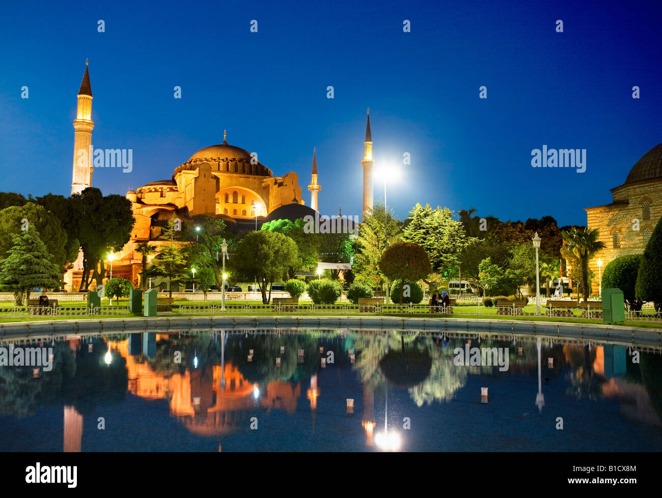 The Hagia sophia mosque at night in Istanbul Stock Photo - Alamy