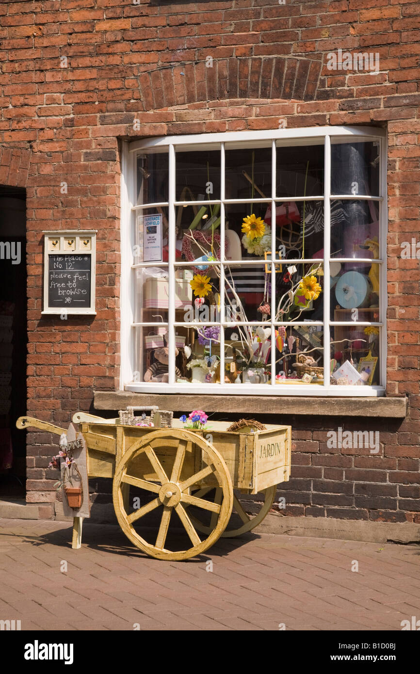 Lichfield Staffordshire England UK Old shop front window displaying gifts in 'Dam street' in historic city Stock Photo