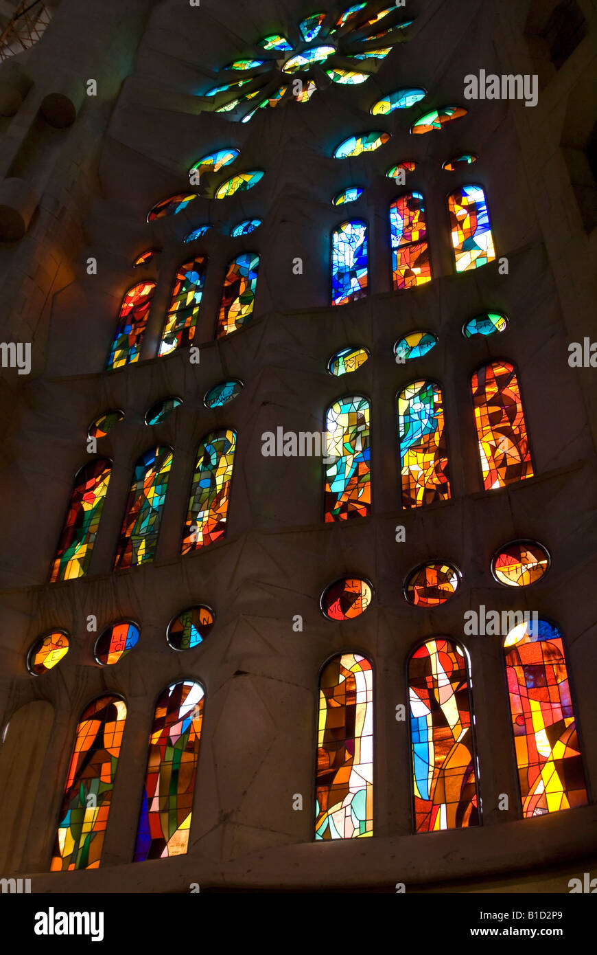 Sagrada Familia stained glass window Barcelona Spain Stock Photo Alamy