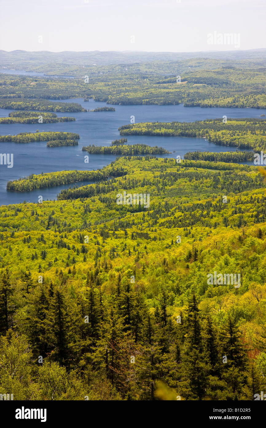 View of Squam Lake and Lake Winnipesaukee from top of Mount New