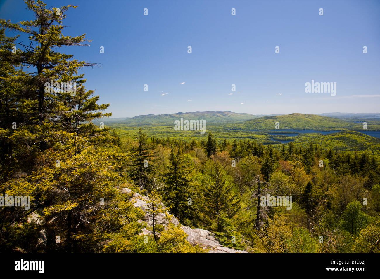 View of Squam Lake and Lake Winnipesaukee from top of Mount New