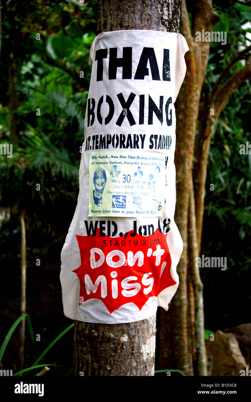 Poster for Thai Boxing Muay Thai event Lanta Thailand Stock Photo