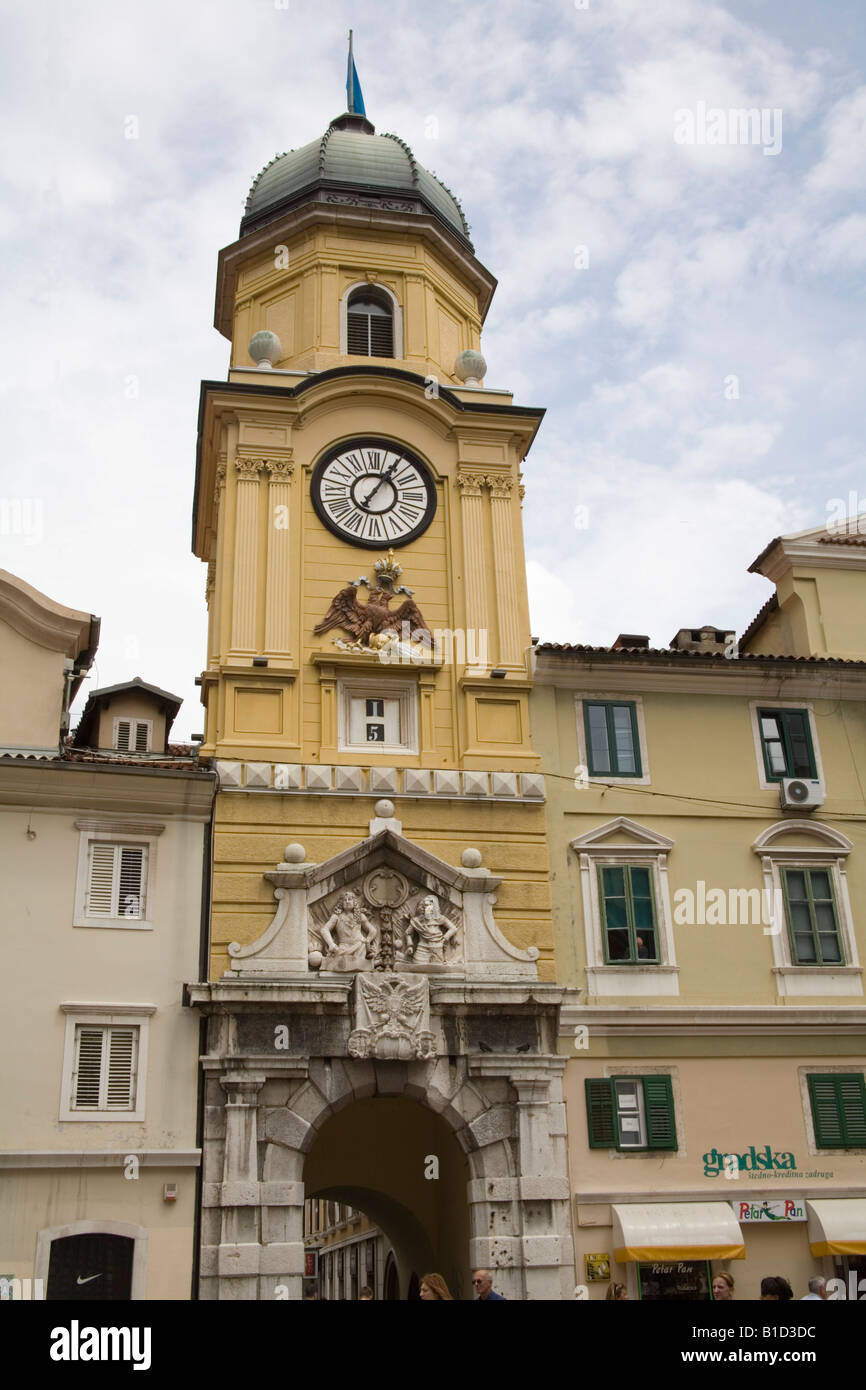 Rijeka Istria Croatia Europe May The Baroque Civic Tower built in the 18thc on Korzo Street in the heart of the city Stock Photo