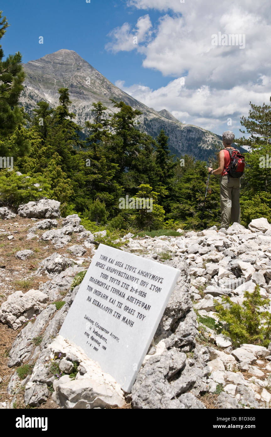 in the Taygetos mountains. In the background is Profitis Ilias at 2404 mtrs the highest peak in the Taygetos range Stock Photo