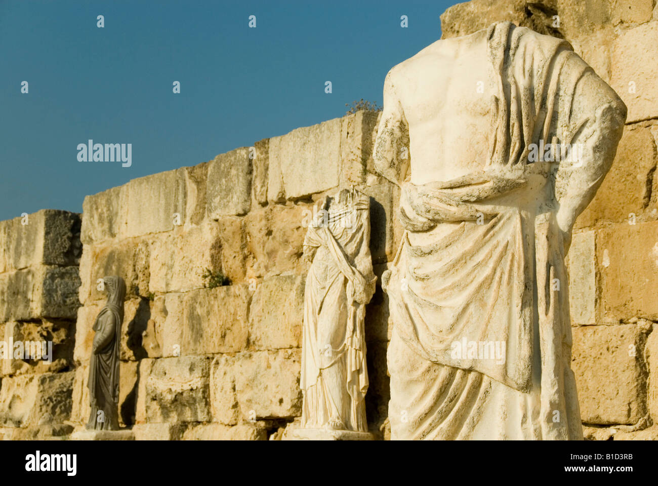 Headless Roman Statue Wearing a Toga Salamis Ruins Cyprus Stock Photo