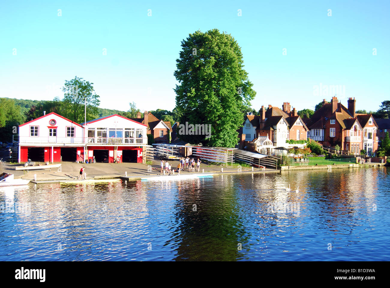 Marlow Rowing Club and River Thames, Marlow, Buckinghamshire, England, United Kingdom Stock Photo