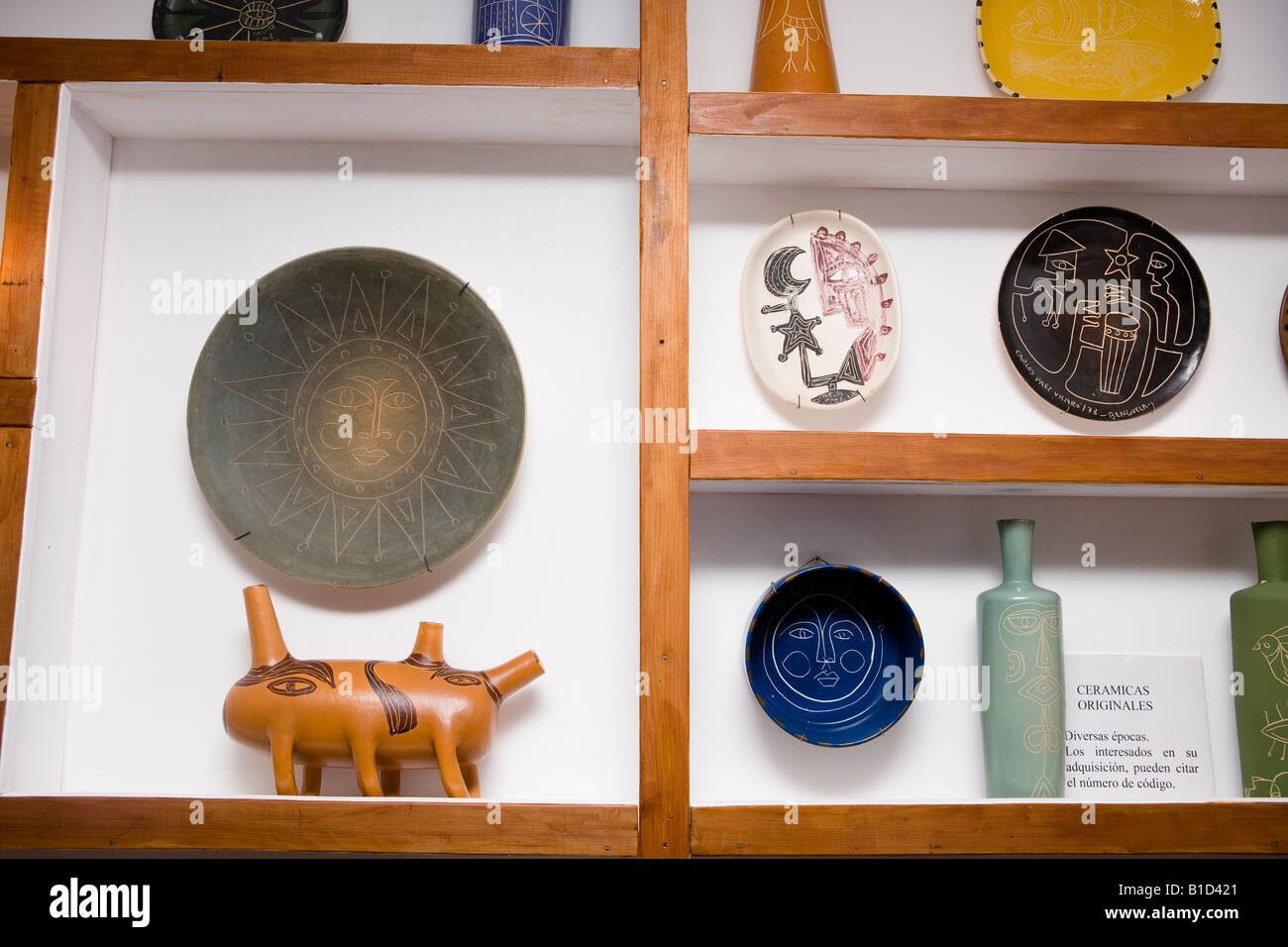 Pieces of potery art made by uruguayan artist Carlos Paez Vilaro expossed in Casa Pueblo museum, Punta del Este, Uruguay Stock Photo