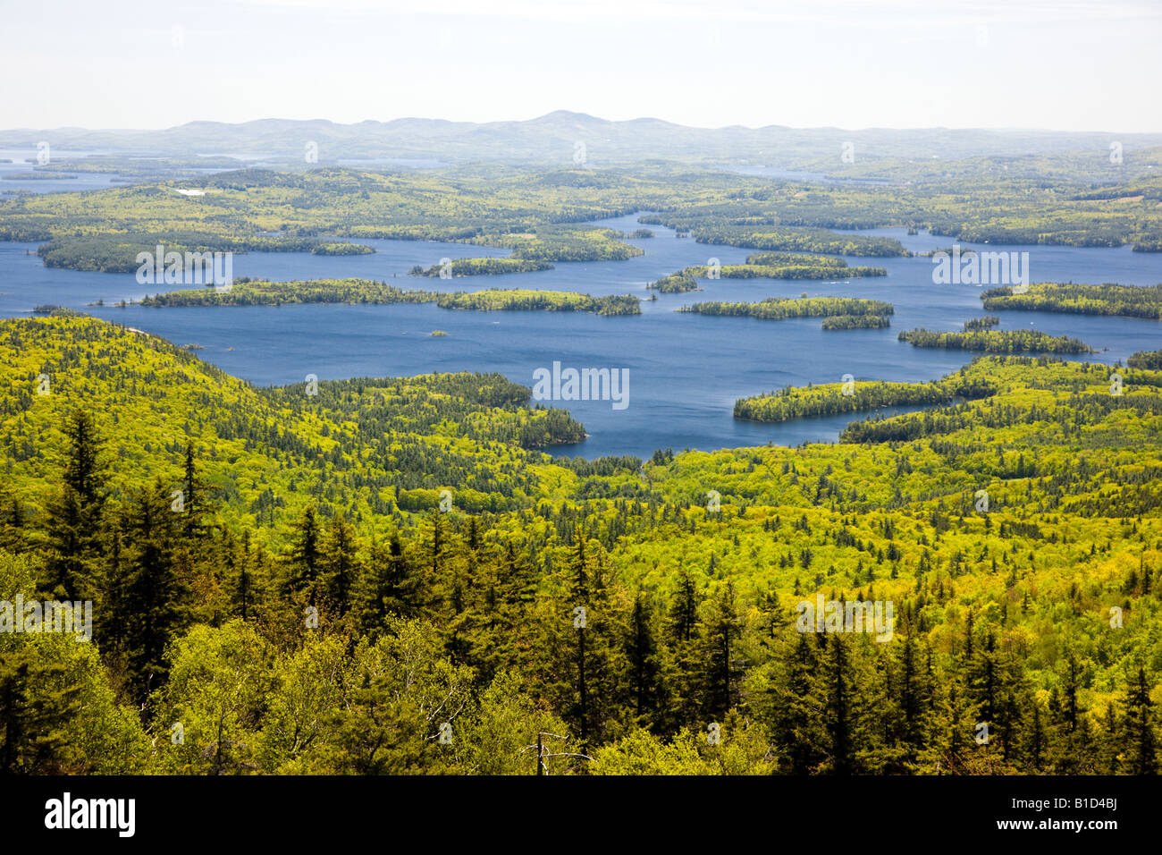 View of Squam Lake and Lake Winnipesaukee from top of Mount New