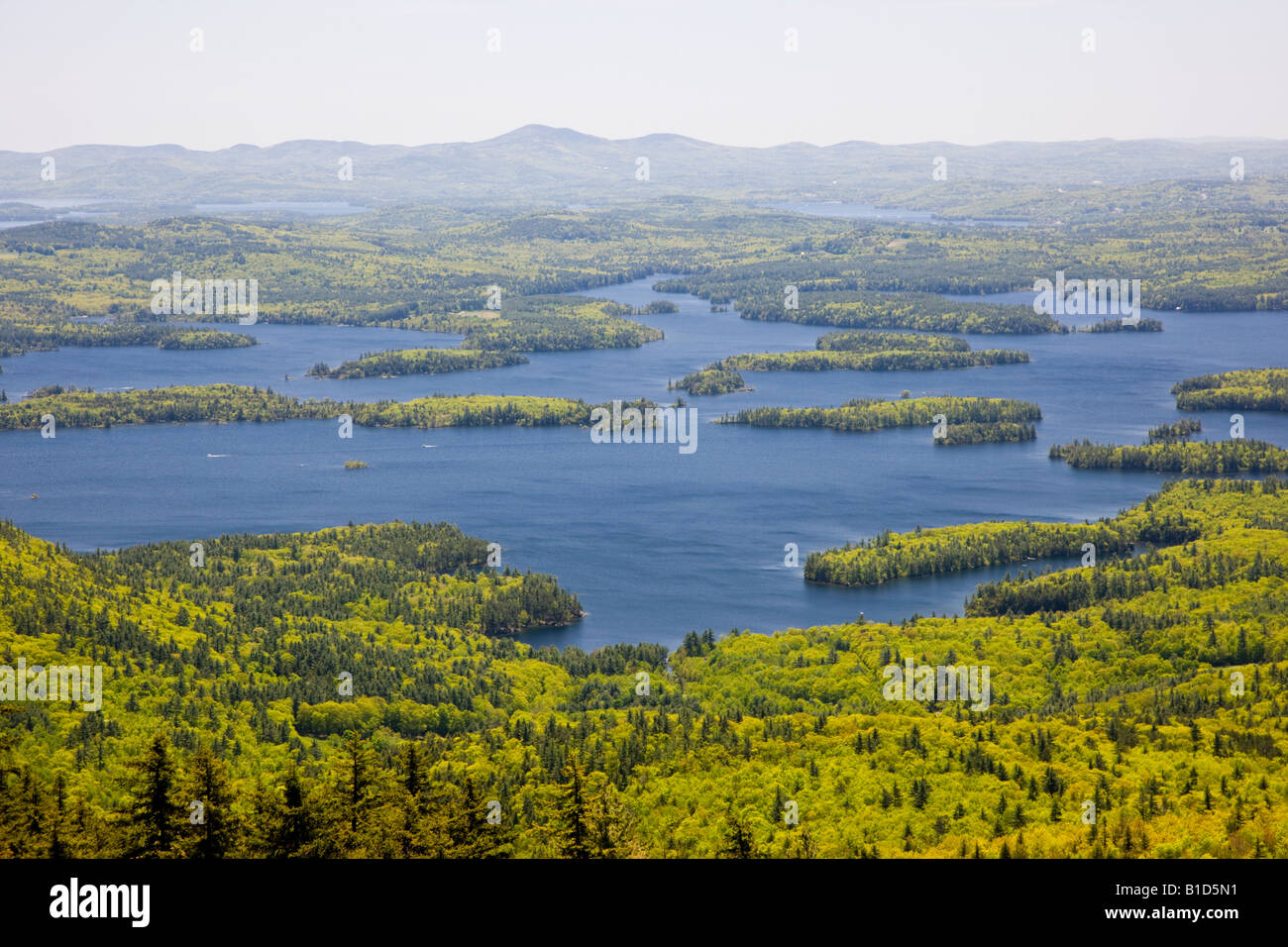 View of Squam Lake and Lake Winnipesaukee from top of Mount New