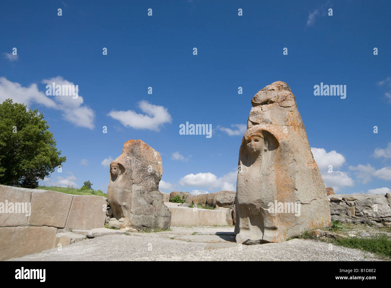 The Sphinx Gate at Alacahoyuk Hittite site in the Hattusas complex Central Anatolia, Turkey Stock Photo