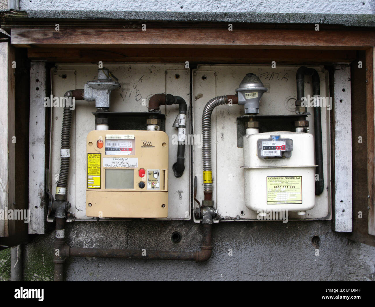 Two gas meters Stock Photo Alamy