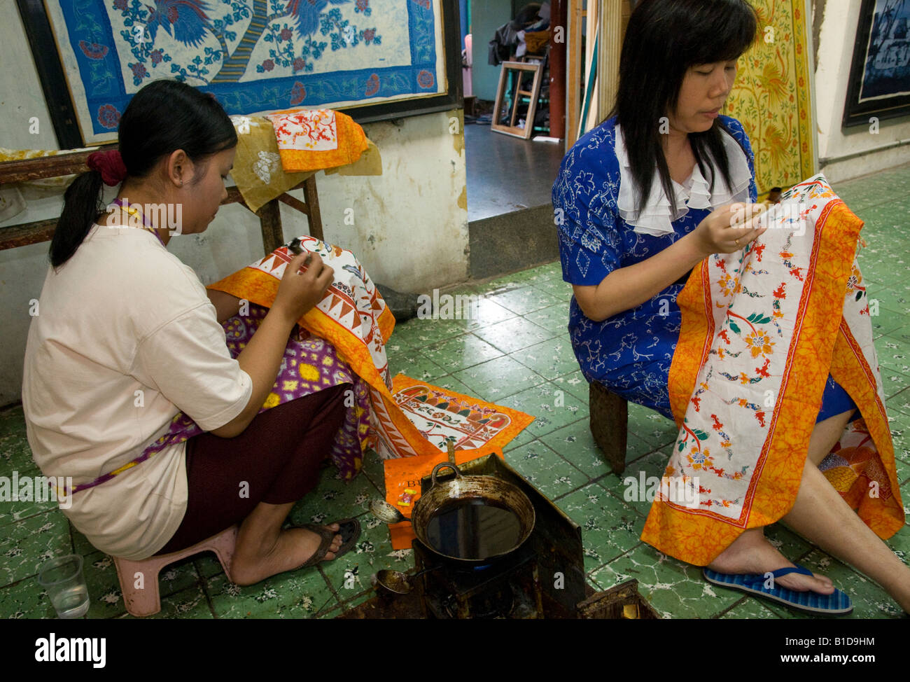Indonesia Java Island Yogyakarta batik workshop Stock Photo