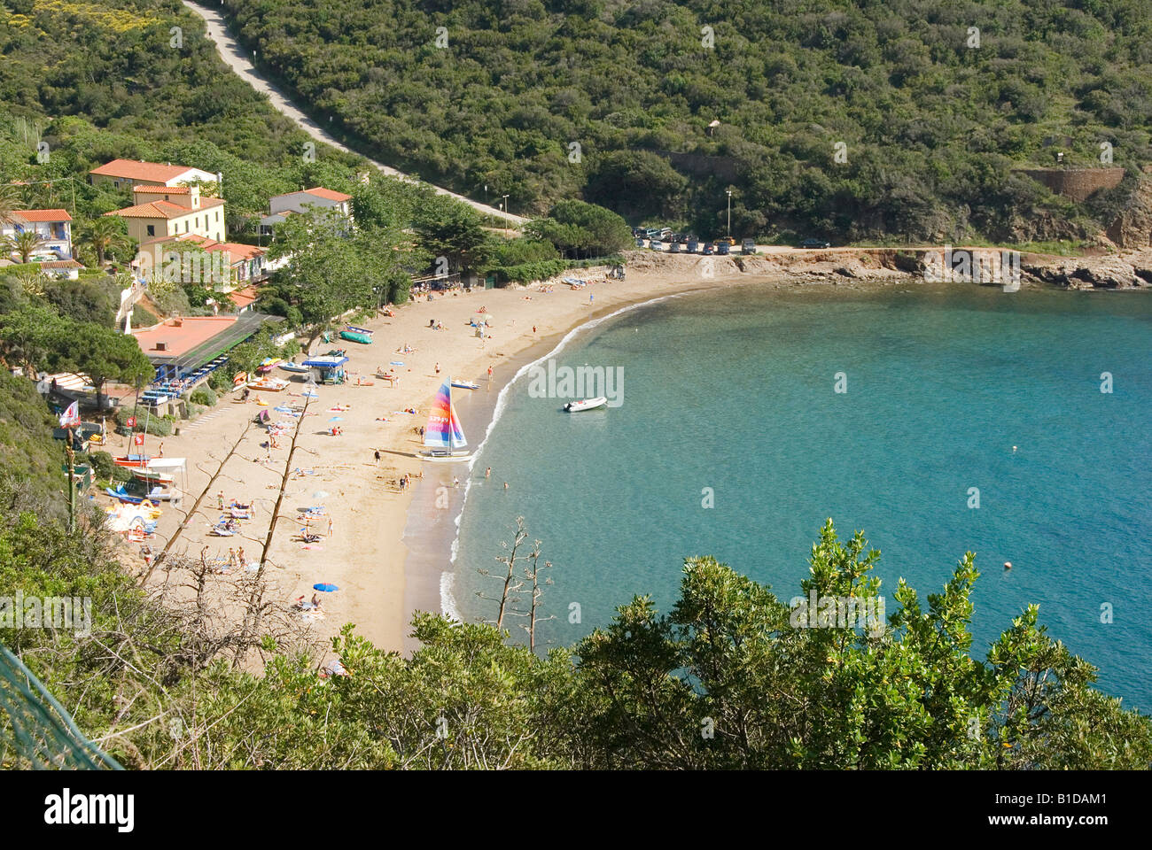 Aerial View Of Innamorata Beach Isola Delba Island Of Elba