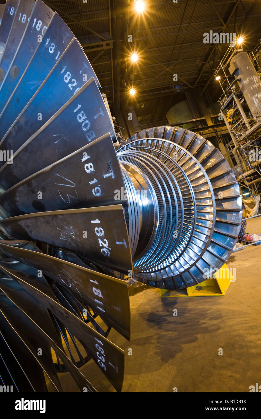 A Siemens steam turbine ready to be fitted at a UK Power Station Stock Photo