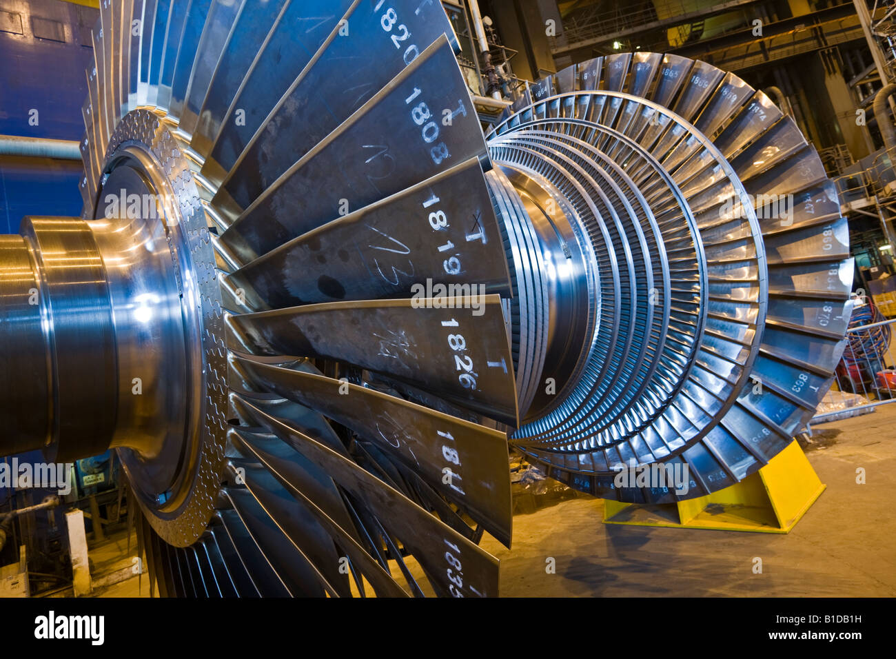 A steam turbine ready to be fitted at a UK Power Station Stock Photo