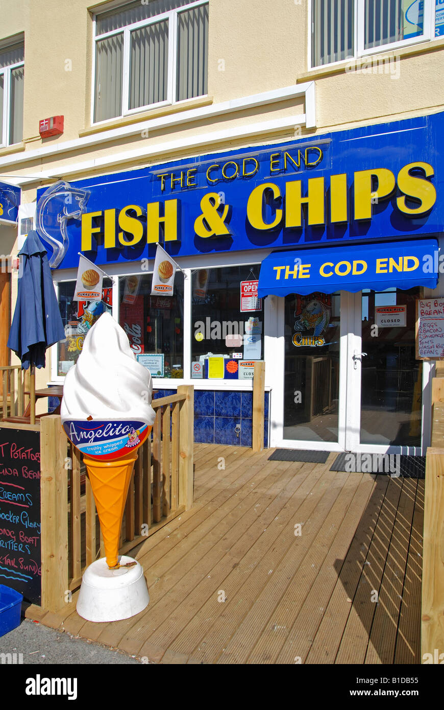 a traditional fish and chip shop at newquay,cornwall,england Stock Photo