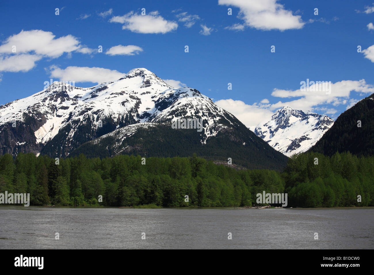 View Upstream On Skeena River Near Exchamsiks Provincial Park Between ...