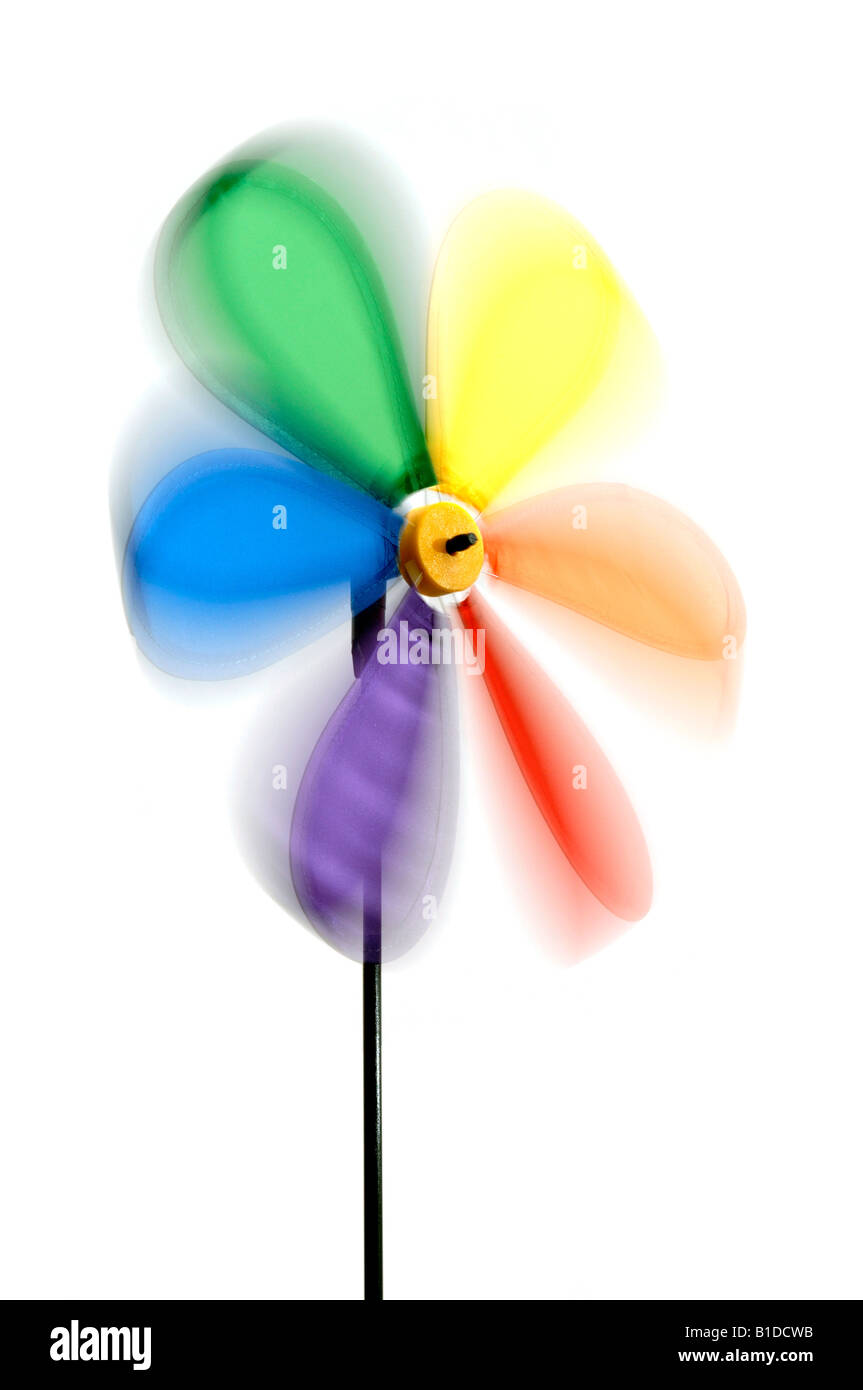 Plastic toy windmill Stock Photo