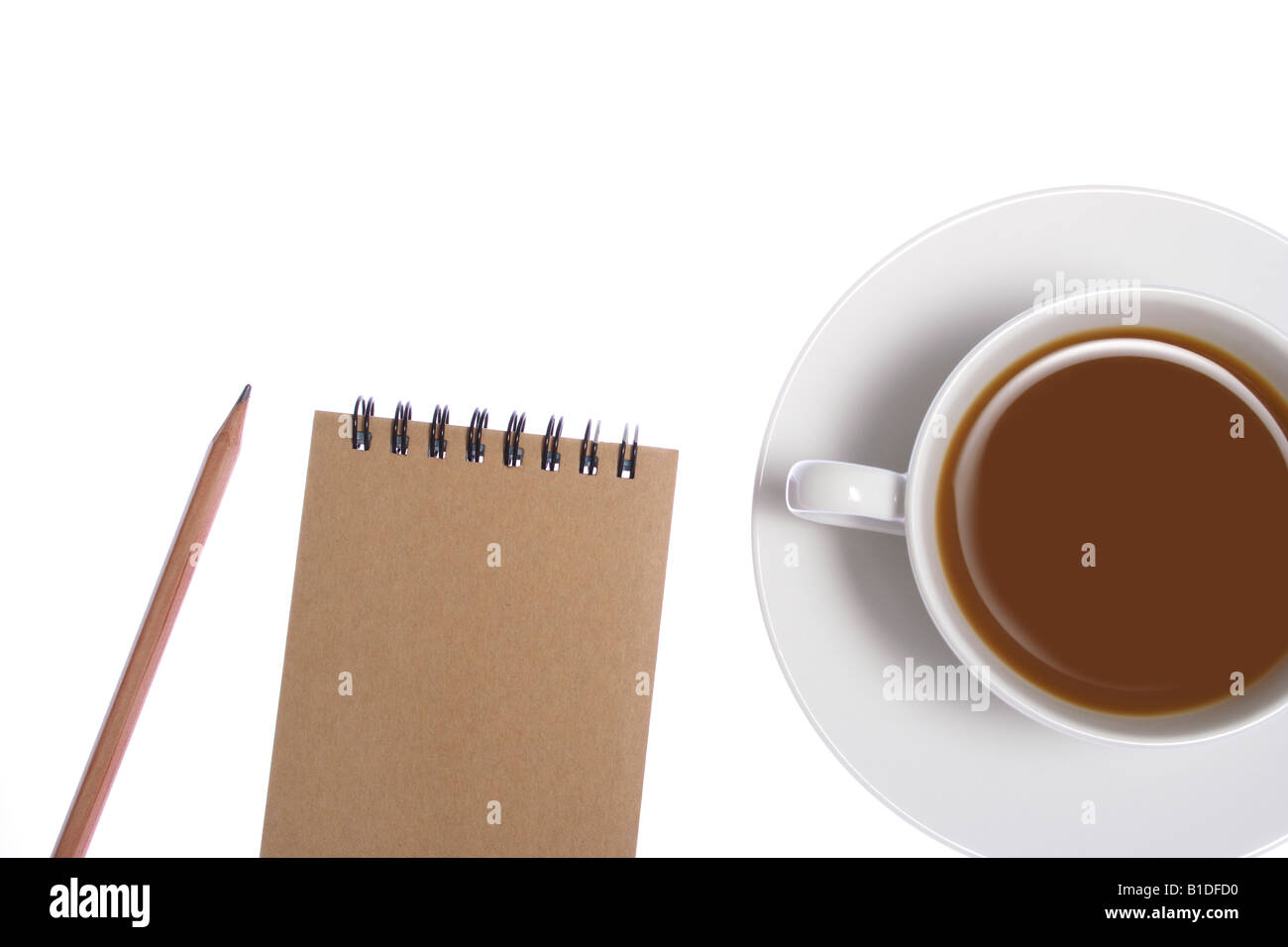 coffee pencil and notepad The space is for adding text Stock Photo