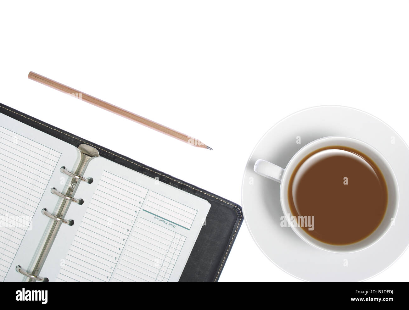 coffee pencil and notepad The space is for adding text Stock Photo