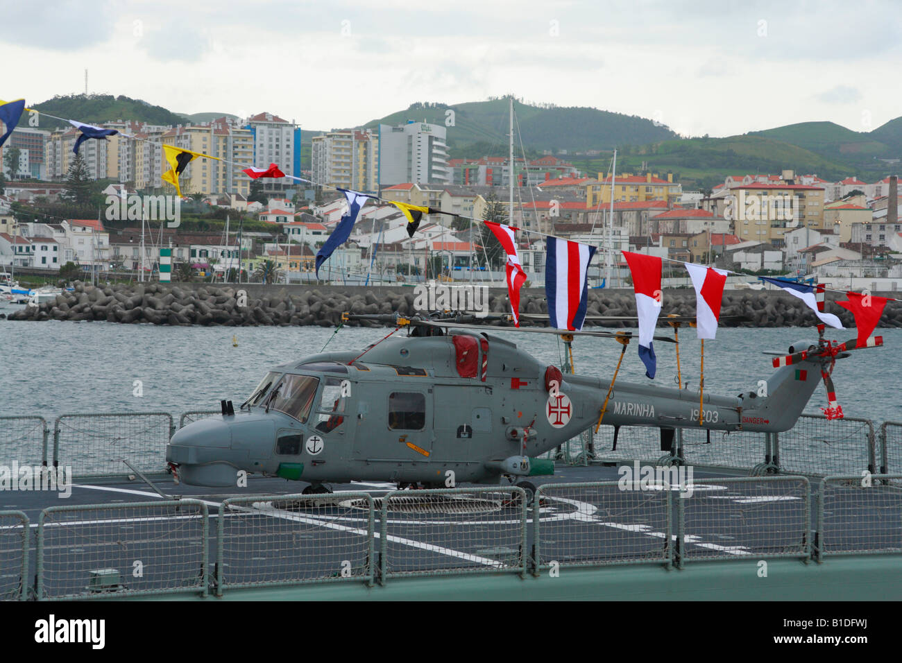 Super Lynx Mk 95 helicopter, currently being used by the Portuguese Navy. Stock Photo