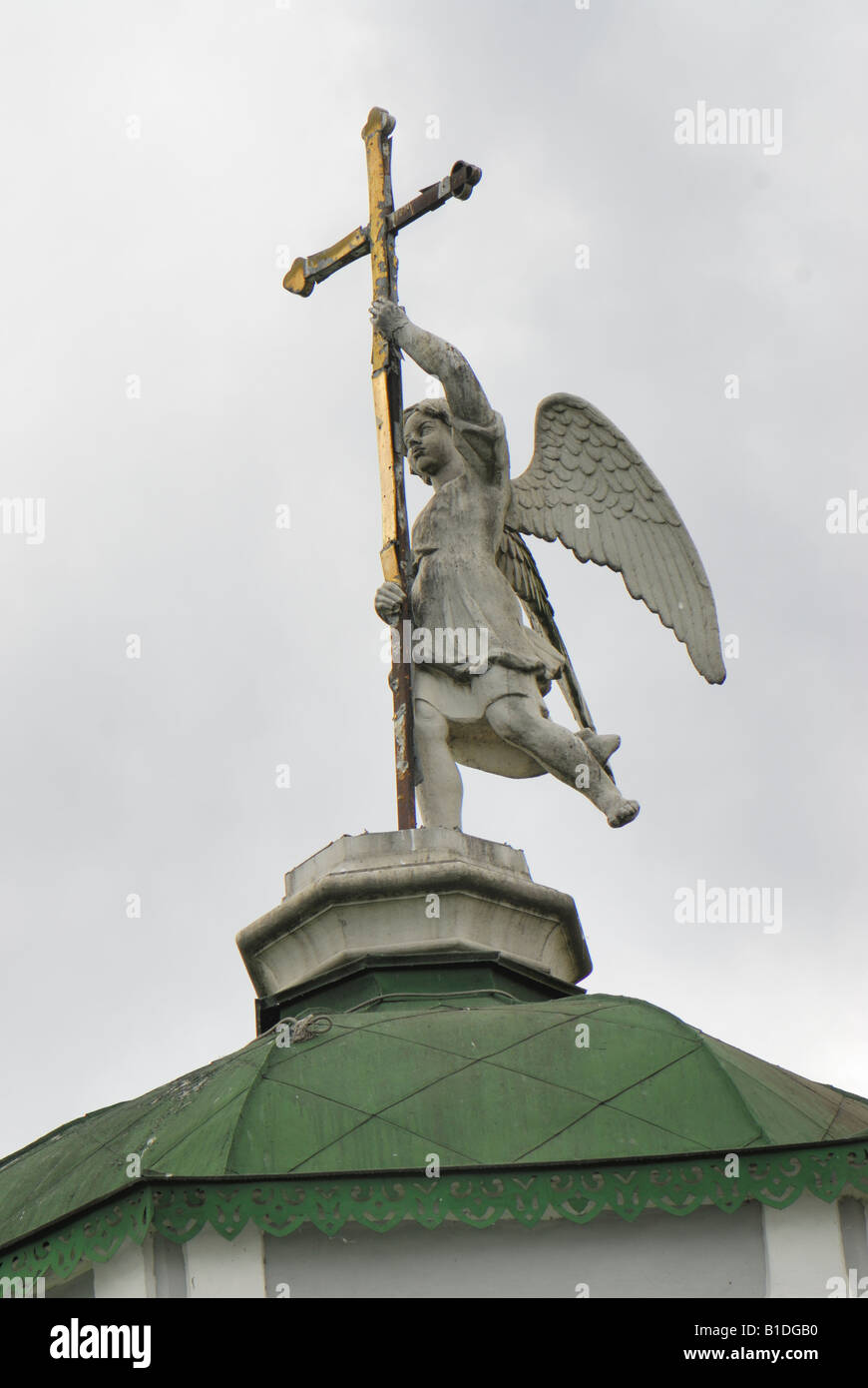 An angel with cross. Church in Kuskovo. Moscow, Russia Stock Photo - Alamy