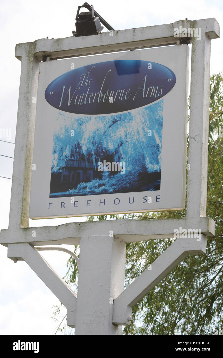 Winterbourne Arms Freehouse Pub Sign Stock Photo