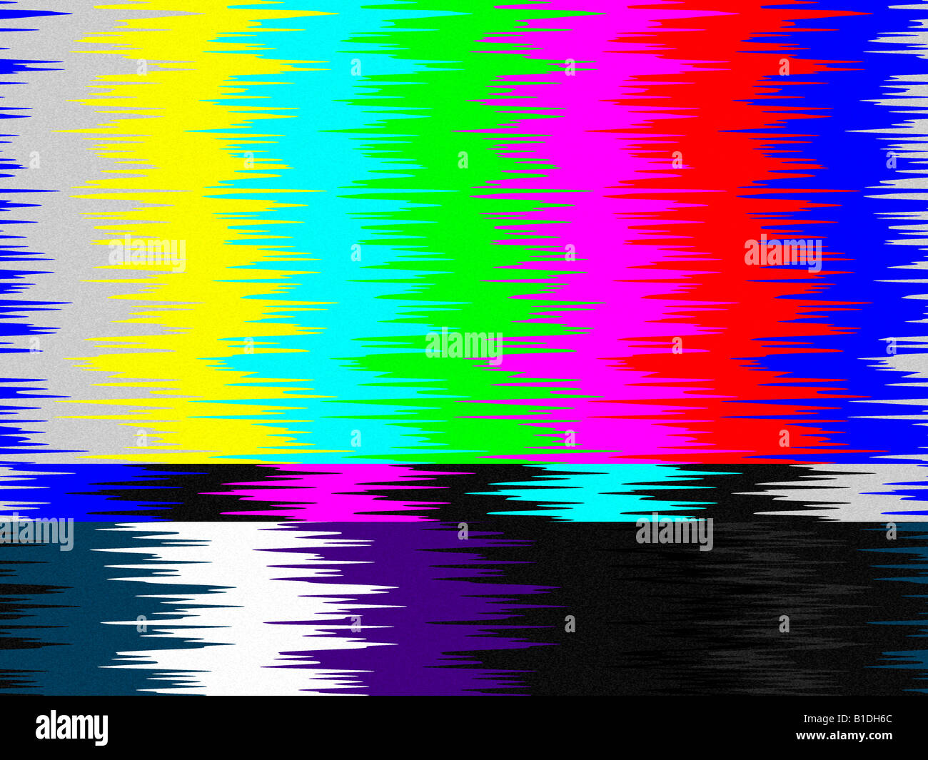 television test pattern color bars showing poor reception Stock Photo